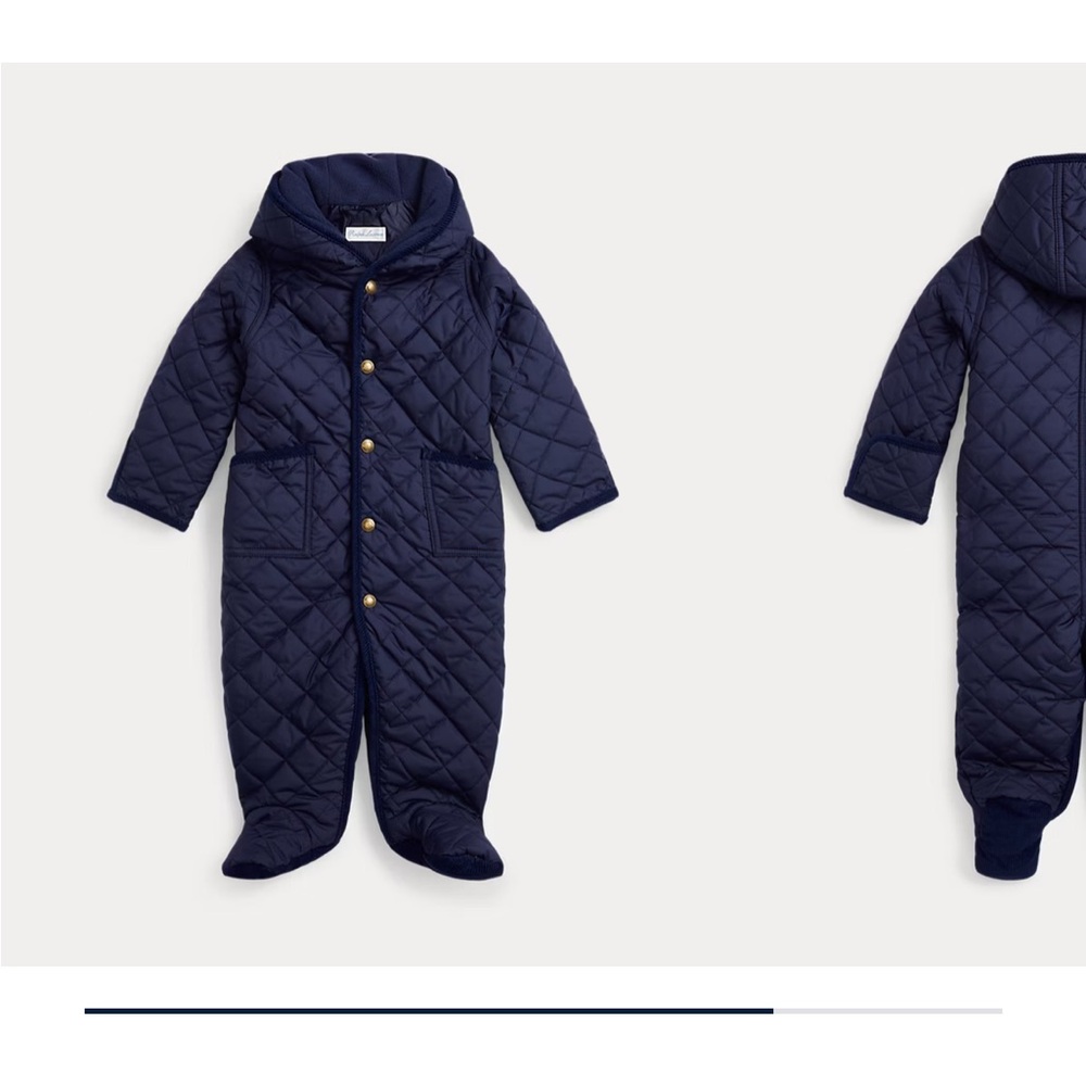 Ralph Lauren navy blue hooded bunting quilted 9 months